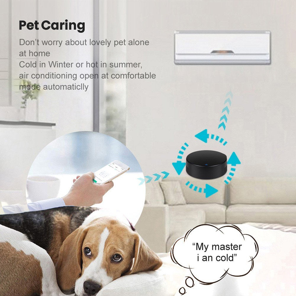 WiFi Smart IR Remote Control with Temperature & Humidity Sensor for TV/AC, Real-Time Monitoring & Automation, Compatible with Alexa/Google Home