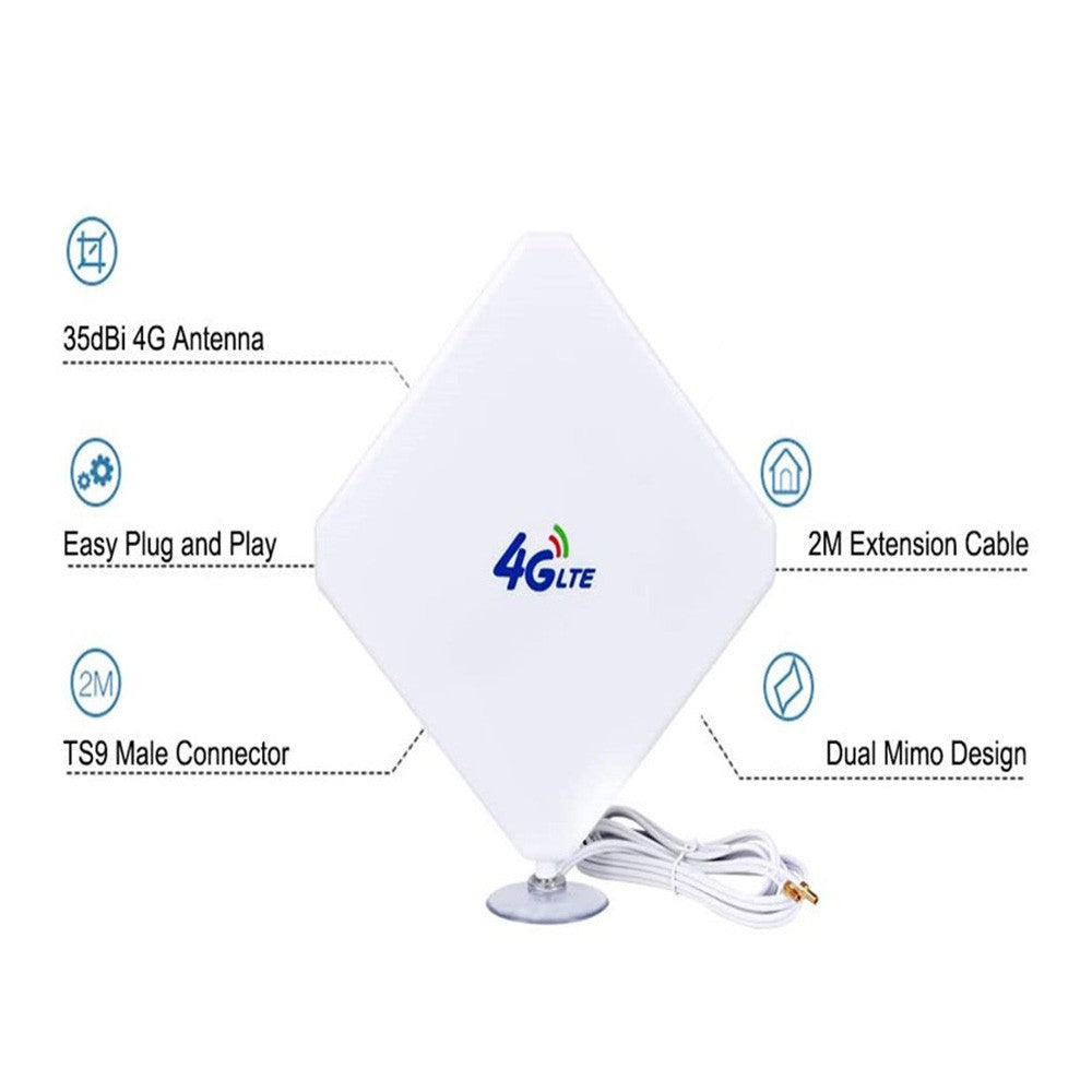 TS9 Dual Line 4G LTE WiFi Signal Extender Booster for Home - 35dB High Gain Indoor Mobile Broadband Antenna