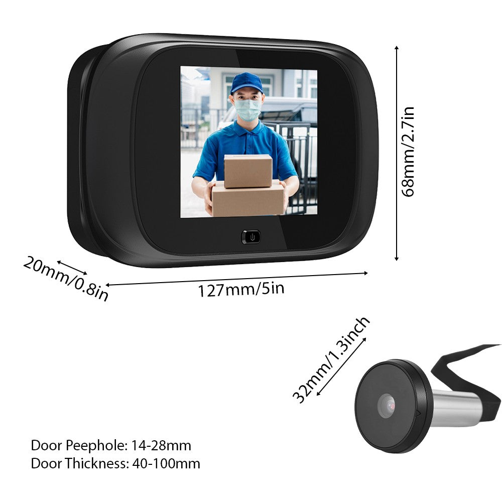 Wireless Doorbell Camera 2.8 Color Display Peephole 90° Wide Angle Viewer for Home Security