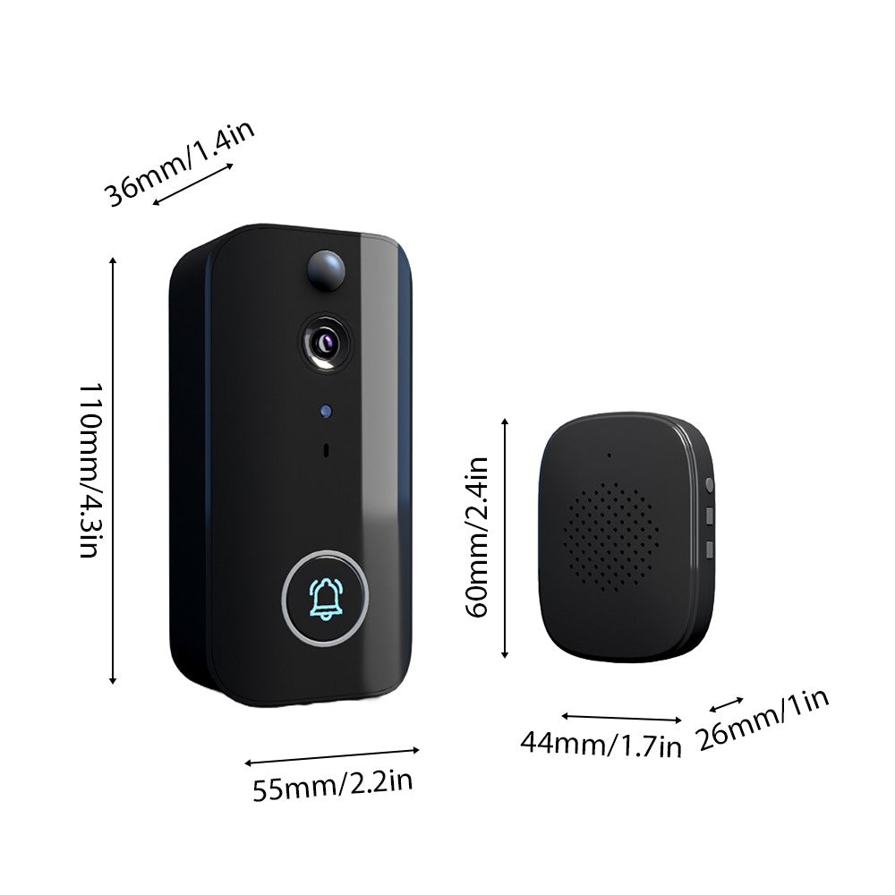 Wireless Smart Video Doorbell Camera with Motion Detection, Rechargeable, HD Night Vision, Two-Way Audio for Home and Office