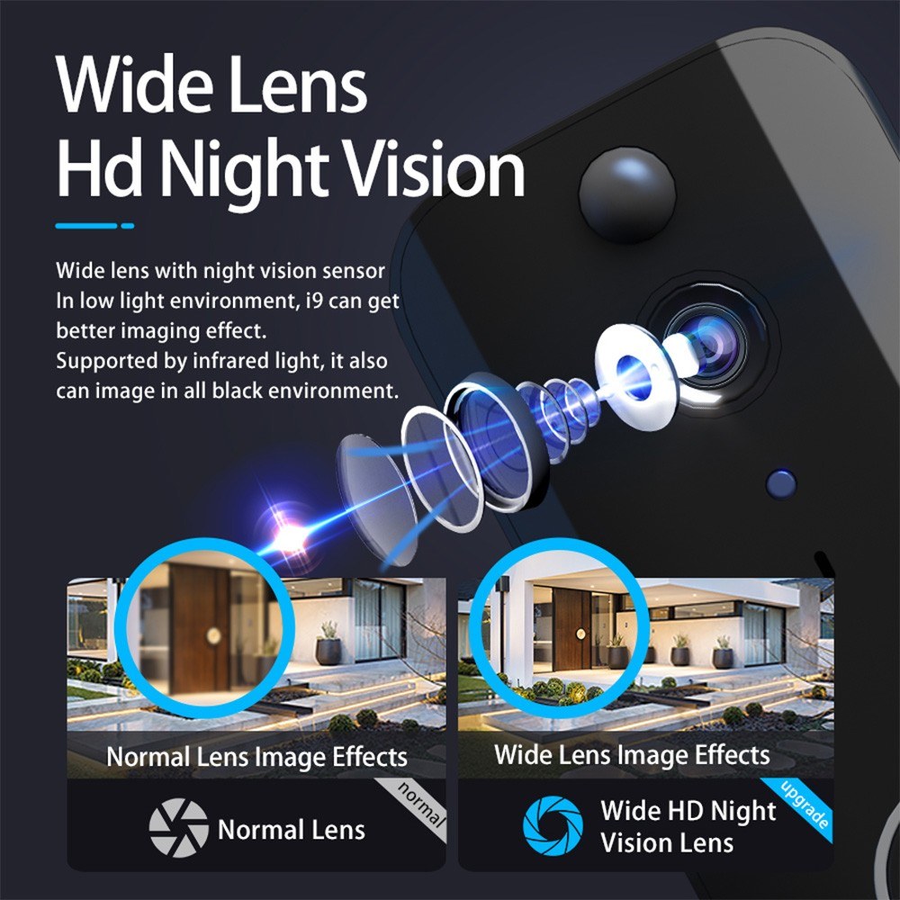 Wireless Smart Video Doorbell Camera with Motion Detection, Rechargeable, HD Night Vision, Two-Way Audio for Home and Office