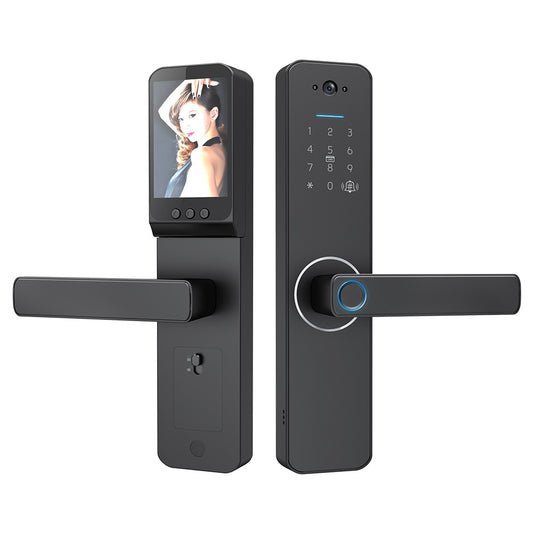 Wafu Smart Door Lock with Camera & Doorbell - 120° Wide-Angle, Keyless Entry, Biometric Handle, WiFi App Control for Home/Office Doors
