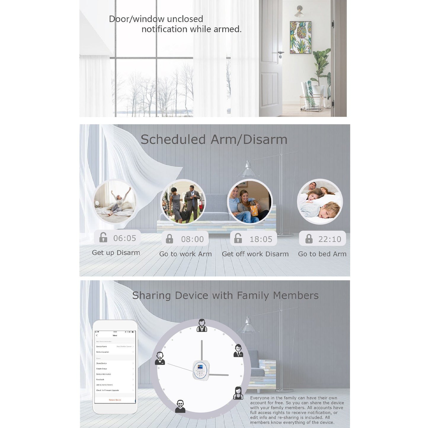 Wireless Home Alarm System 2G/WiFi, 2.4 Touch Screen, Remote Control SOS, Anti-theft, Easy Setup, DIY GSM for Home Security