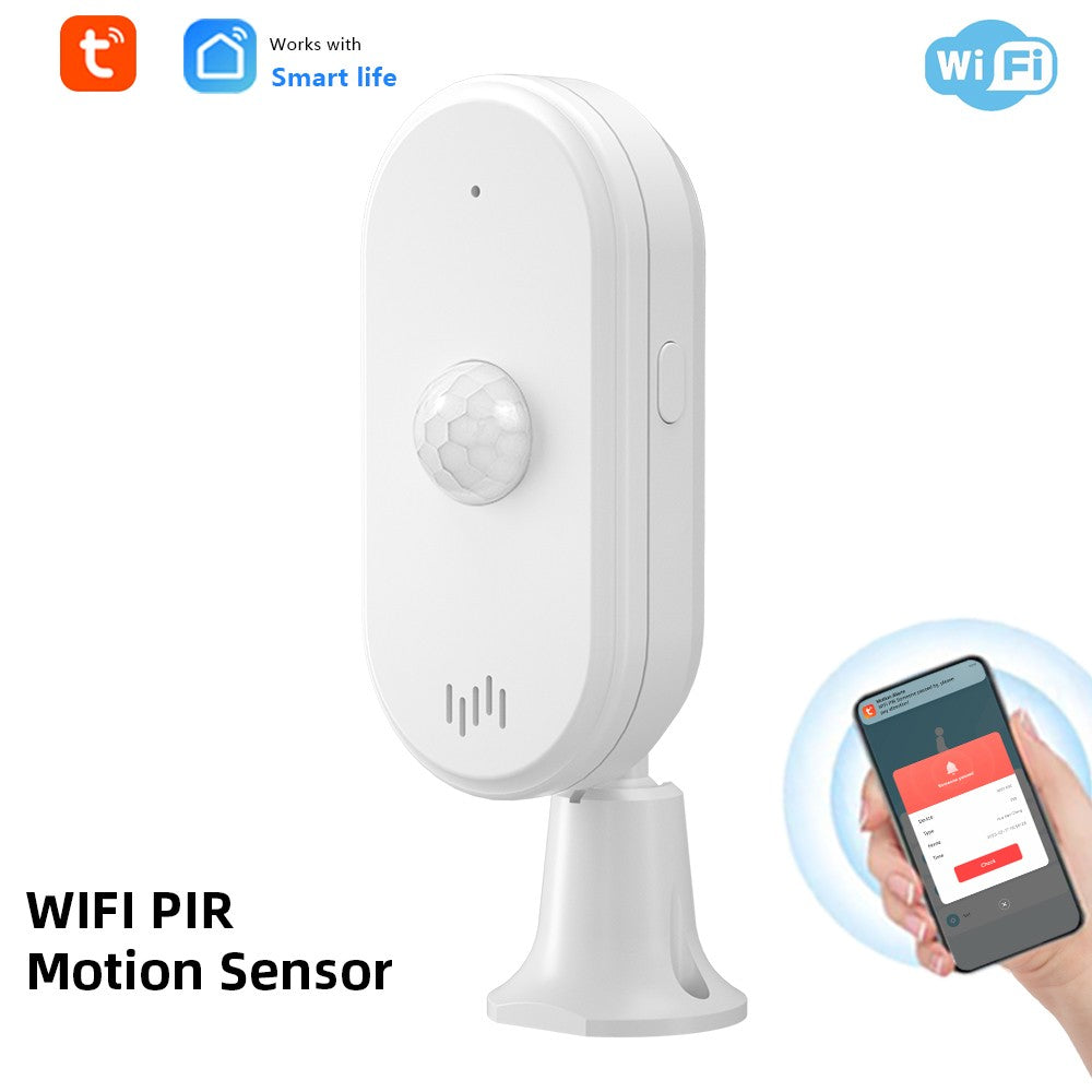 Adjustable WiFi PIR Motion Sensor with 4 Alarm Modes and App Alerts for Home/Office Security