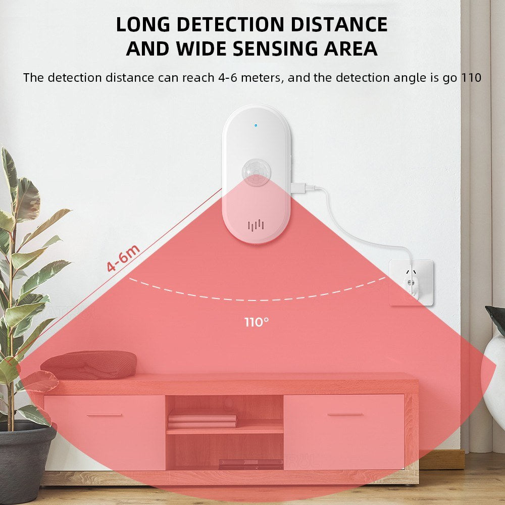 Adjustable WiFi PIR Motion Sensor with 4 Alarm Modes and App Alerts for Home/Office Security
