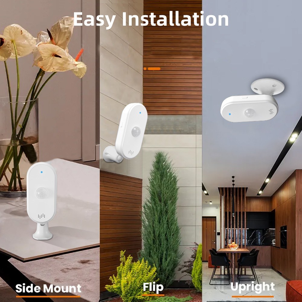 Adjustable WiFi PIR Motion Sensor with 4 Alarm Modes and App Alerts for Home/Office Security
