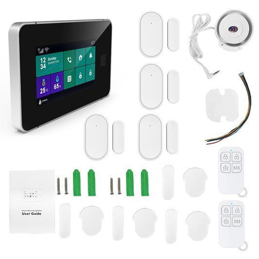 Smart Home Security System: 4.3-inch Touchscreen with Fingerprint Unlock, 2G WiFi, SOS, Anti-Theft, Temperature & Humidity Monitoring