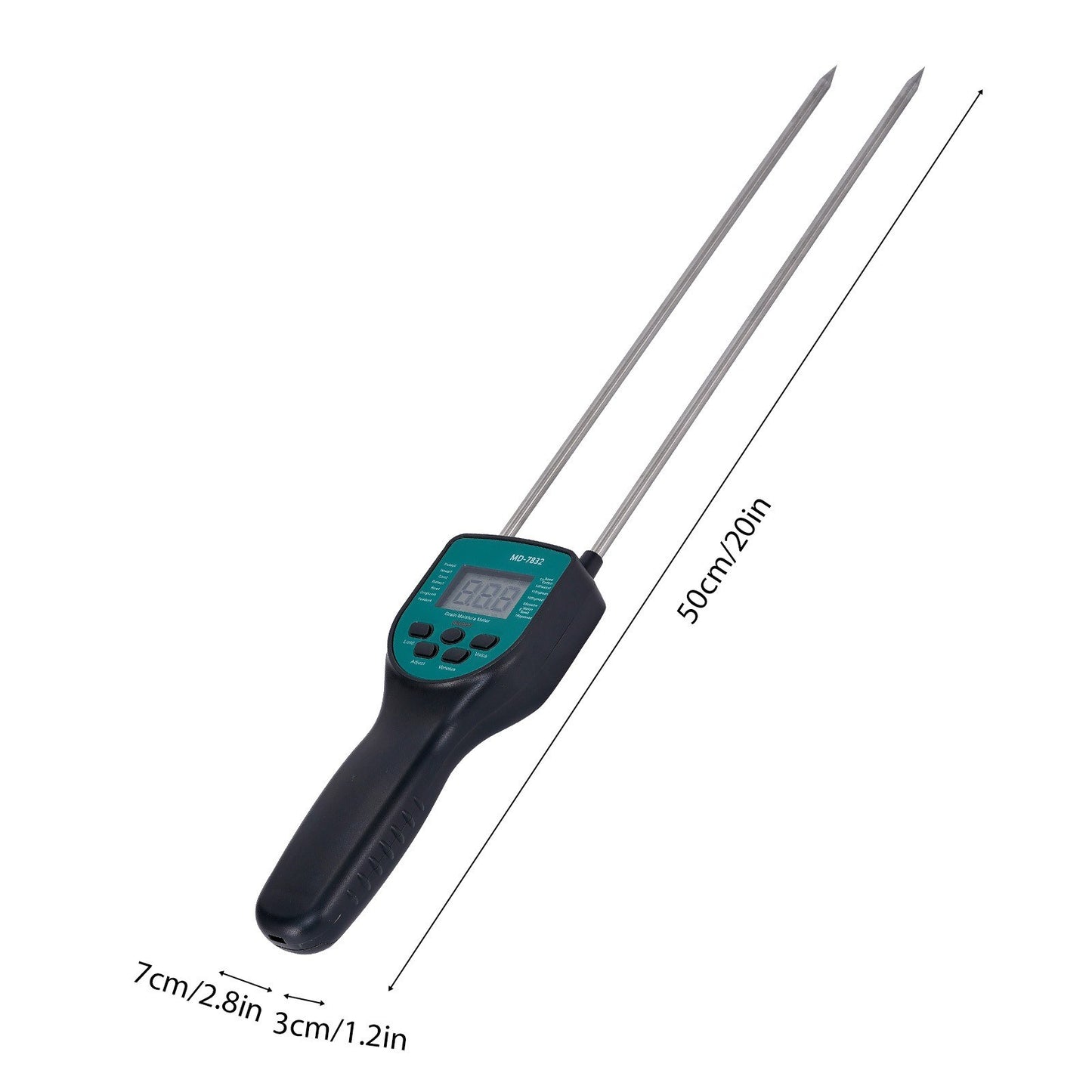 Dual-Rod Hay Bale Moisture Meter with LCD Display for Paddy, Wheat, Corn, Barley, Rice