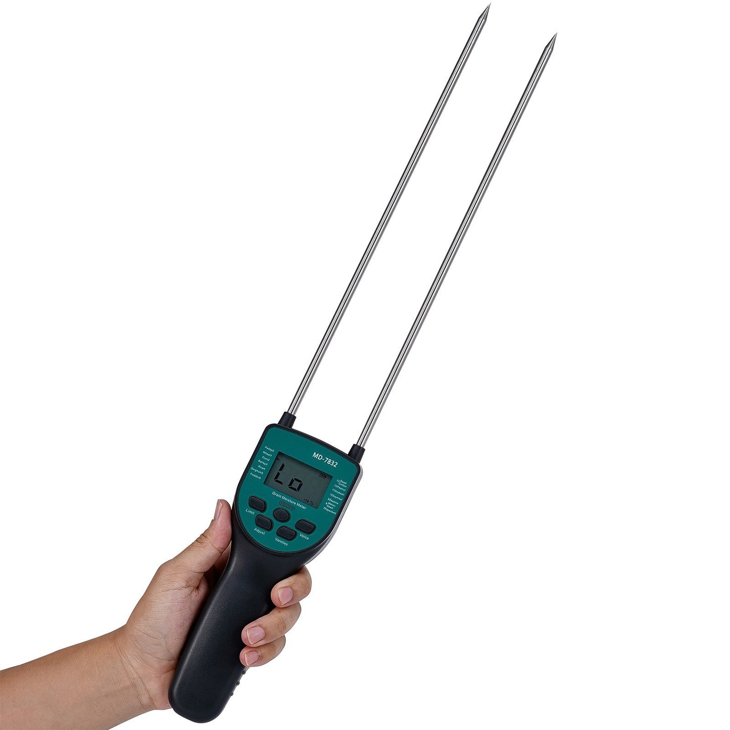 Dual-Rod Hay Bale Moisture Meter with LCD Display for Paddy, Wheat, Corn, Barley, Rice