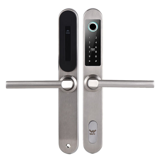 WAFU TY WiFi Smart Lock with Camera, Waterproof Stainless Steel Keyless Biometric Door Handle, 5 Unlocking Methods, App Controlled for 40-120mm Office/Home/Bedroom Doors