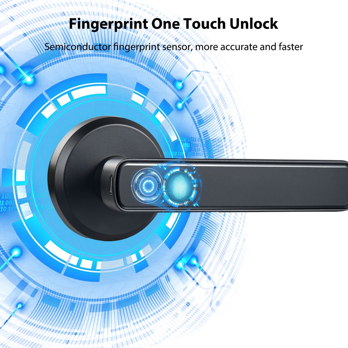 Smart Fingerprint Biometric Keyless Door Lock with USB-C Charging & Emergency Unlock for Office/Home