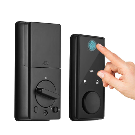 Smart BT Keyless Entry Door Lock - 5 Unlock Methods: Fingerprint, Password, RFID Card, Mechanical Key - Aluminum Alloy for 35-60mm Doors, Office/Home/Bedroom