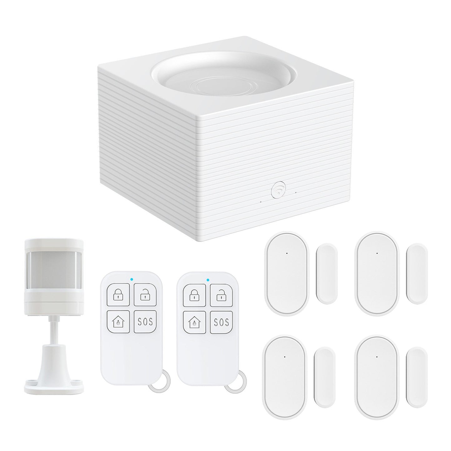 Smart WiFi Alarm System with TY APP: 8-Piece Home Security Kit with Door/Window Sensor, PIR Motion Sensor, and Remote Control - Supports 11 Languages