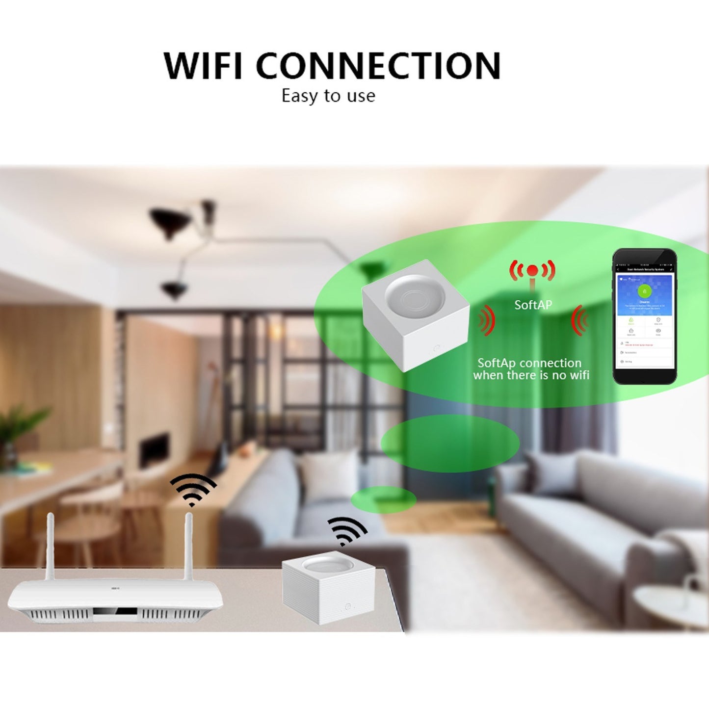 Smart WiFi Alarm System with TY APP: 8-Piece Home Security Kit with Door/Window Sensor, PIR Motion Sensor, and Remote Control - Supports 11 Languages
