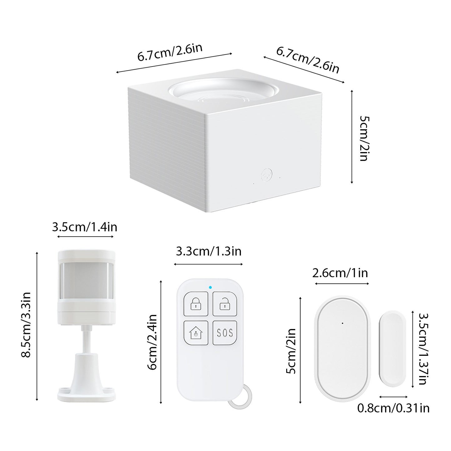 Smart WiFi Alarm System with TY APP: 8-Piece Home Security Kit with Door/Window Sensor, PIR Motion Sensor, and Remote Control - Supports 11 Languages