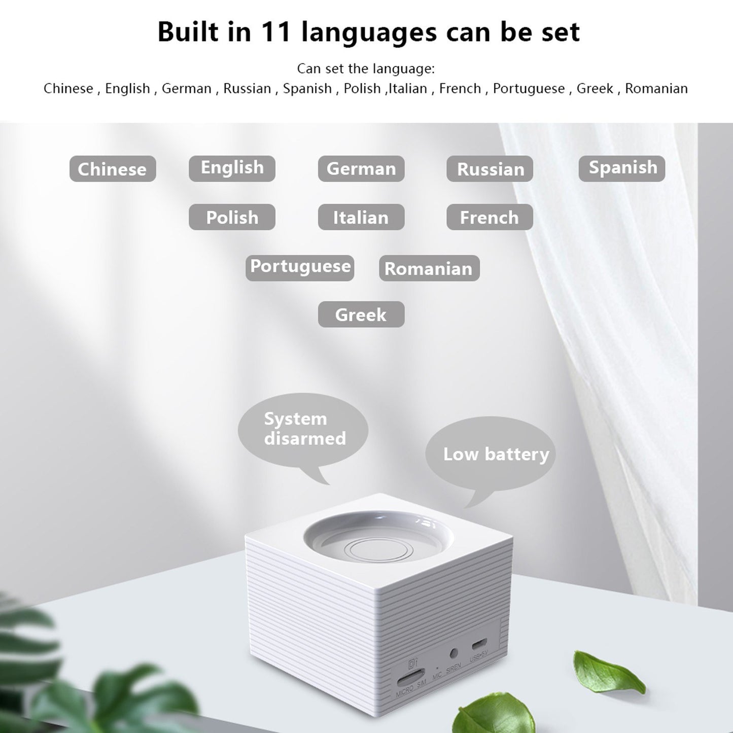 Smart WiFi Alarm System with TY APP: 8-Piece Home Security Kit with Door/Window Sensor, PIR Motion Sensor, and Remote Control - Supports 11 Languages