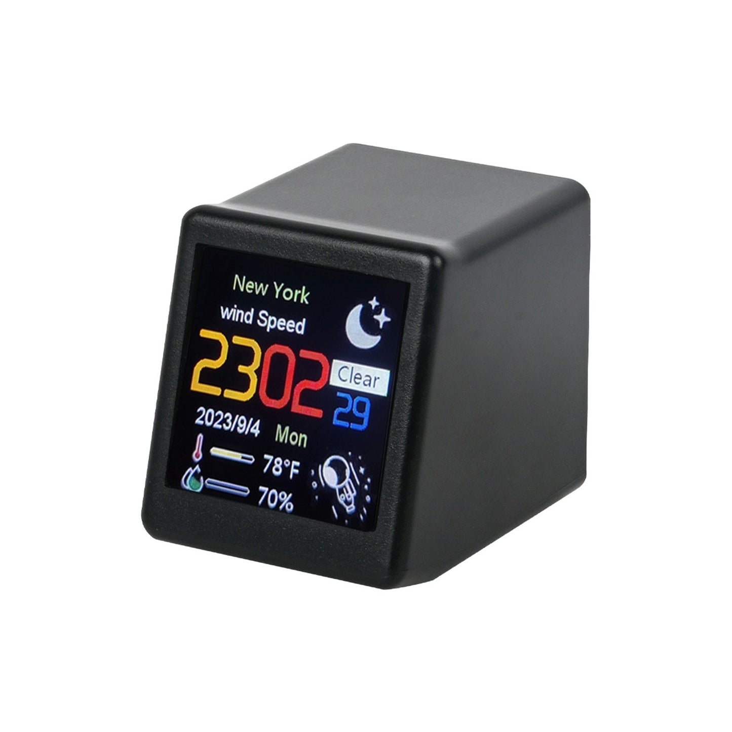 Smart WiFi Weather Station: Touchscreen Clock, Thermometer & Hygrometer with GIF Animation for Home, Office, Bedroom & Travel