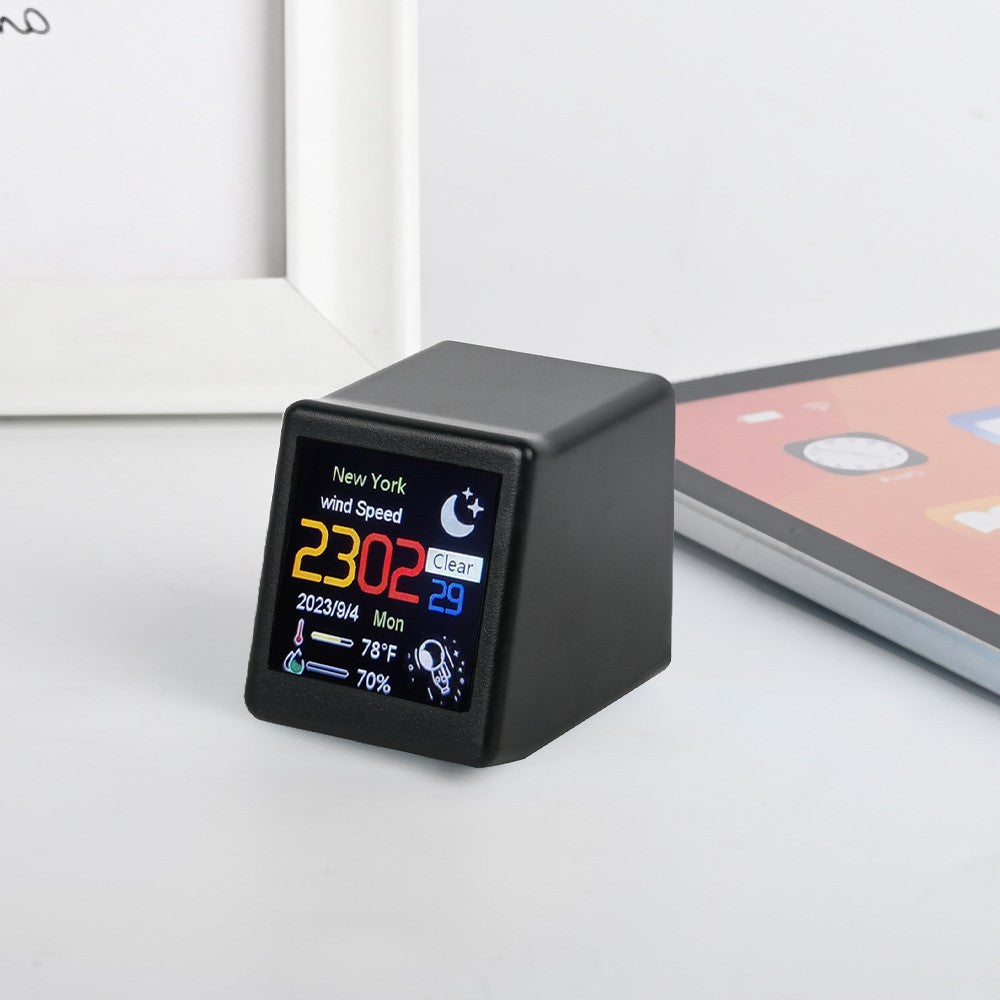 Smart WiFi Weather Station: Touchscreen Clock, Thermometer & Hygrometer with GIF Animation for Home, Office, Bedroom & Travel
