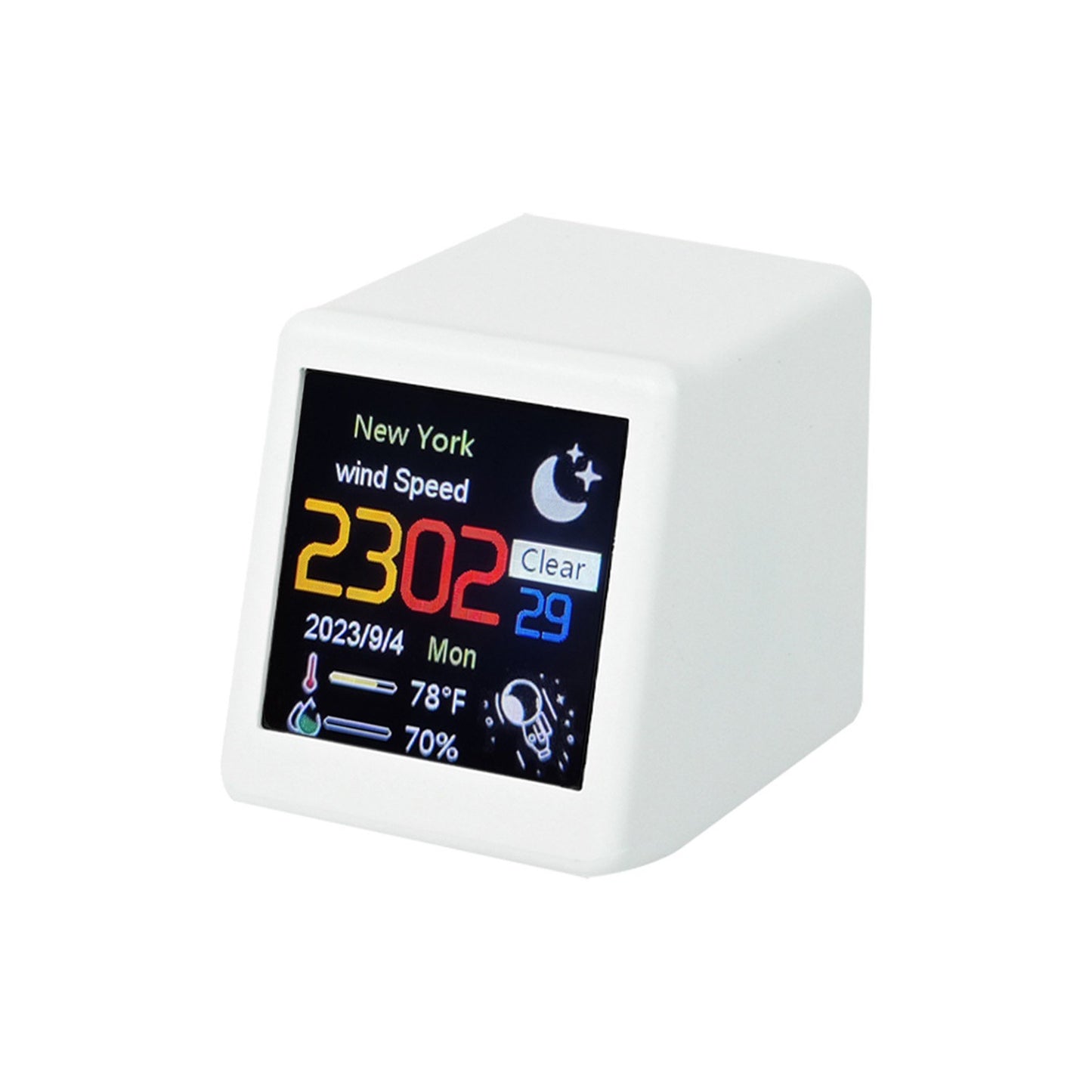 Smart WiFi Weather Station: Touchscreen Clock, Thermometer & Hygrometer with GIF Animation for Home, Office, Bedroom & Travel