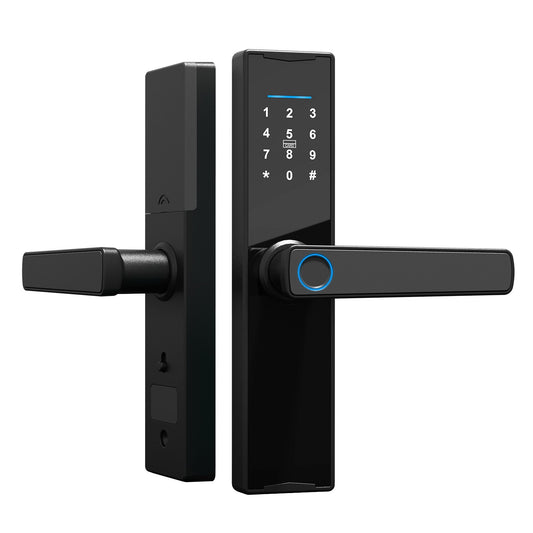 Smart WiFi Door Lock - Keyless Entry with TY APP, Fingerprint, Password, Card, Mechanical Key - 5 Unlock Methods - Touchscreen Aluminum Alloy for 38-55mm Doors - Ideal for Office, Home, Bedroom