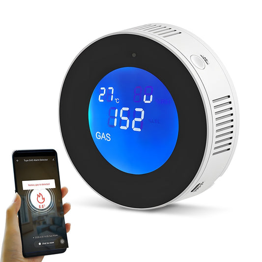 WiFi Natural Gas Leak Detector with LCD Display & Real-Time App Notifications - Easy Install for Home Gas Alarm & Monitor