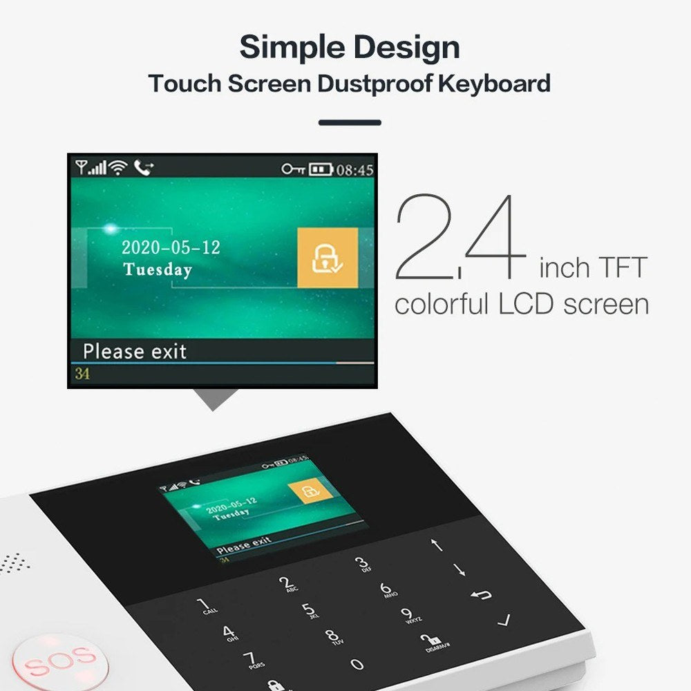 Advanced Home Security Smart Alarm System with TFT LCD Display, App Control, One-Button Alarm, 2-Way Voice Intercom, Expandable to 100 Detectors