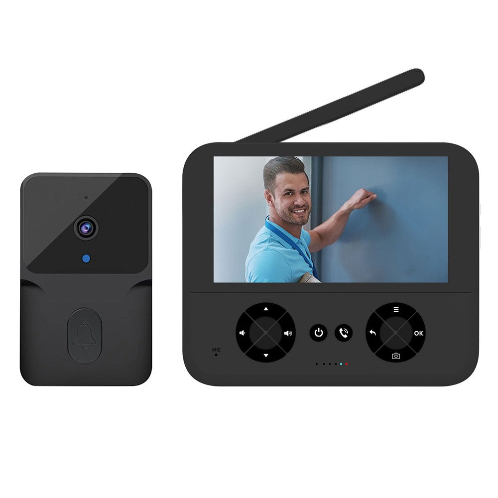 Wireless Video Doorbell Camera with 4.3 IPS Screen, HD Night Vision, Two-Way Audio, No Subscription, No-Drill Mount, Rechargeable, Smart Chime for Home