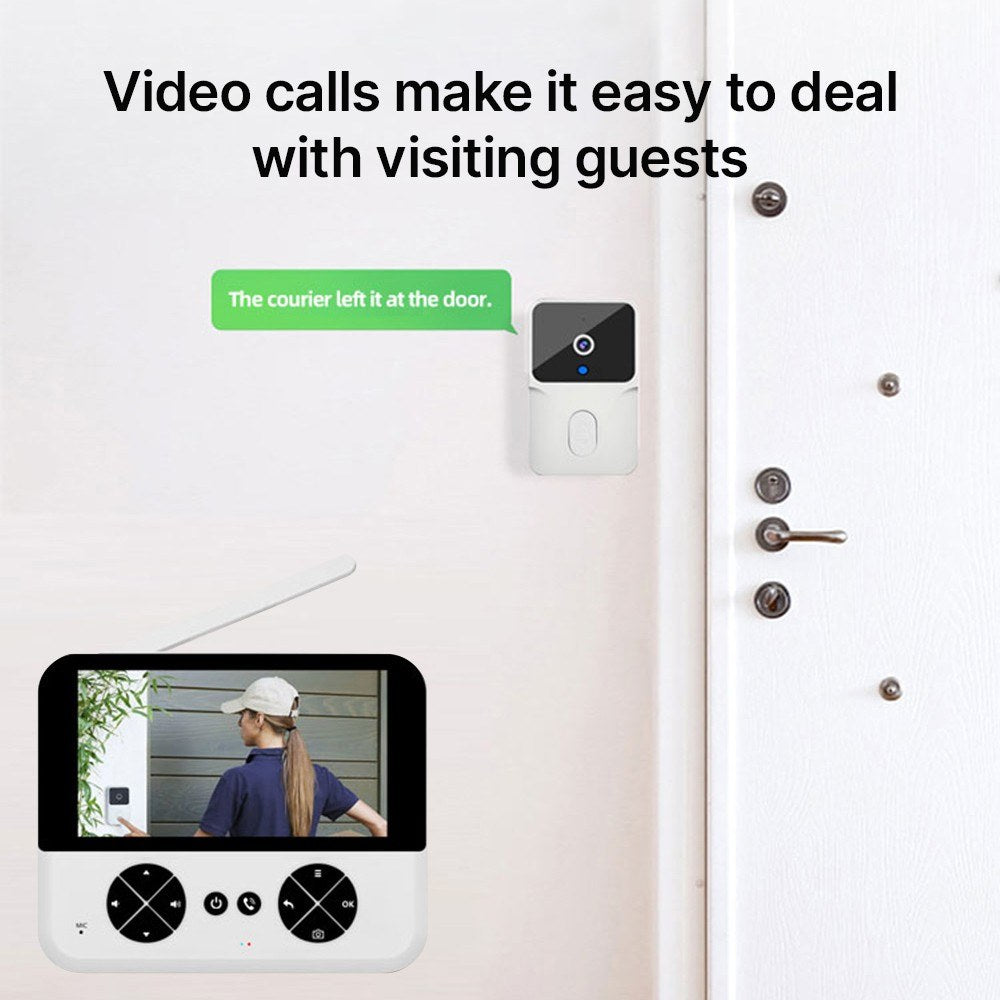 Wireless Video Doorbell Camera with 4.3 IPS Screen, HD Night Vision, Two-Way Audio, No Subscription, No-Drill Mount, Rechargeable, Smart Chime for Home