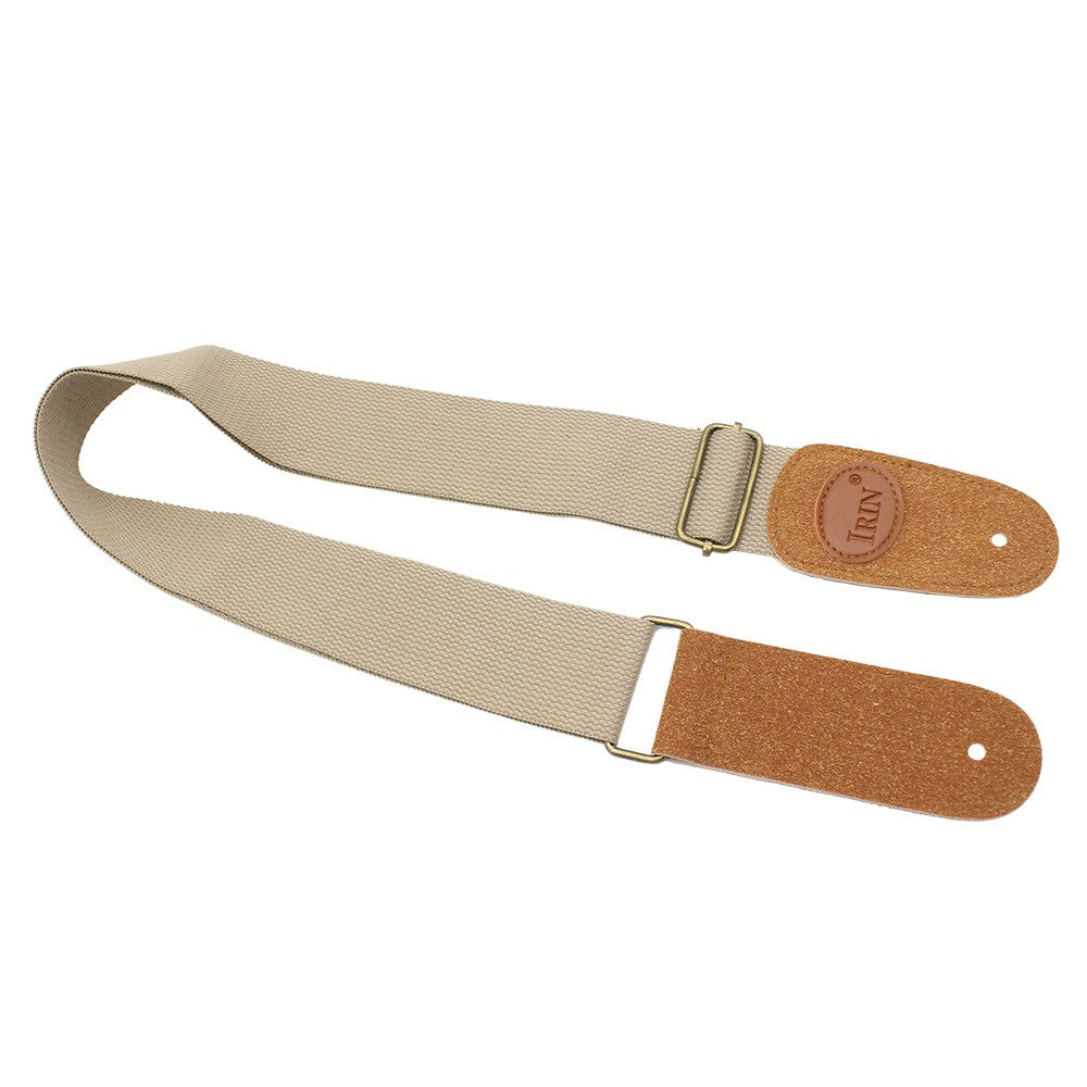 IRIN Comfortable Woven Cotton Guitar Strap with Leather Ends - Adjustable & Durable for Electric, Acoustic, and Folk Guitars