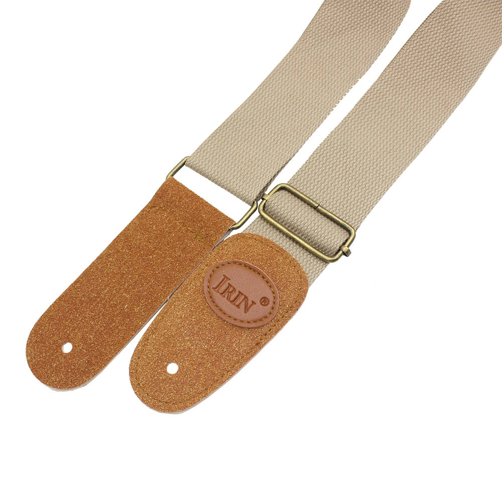IRIN Comfortable Woven Cotton Guitar Strap with Leather Ends - Adjustable & Durable for Electric, Acoustic, and Folk Guitars