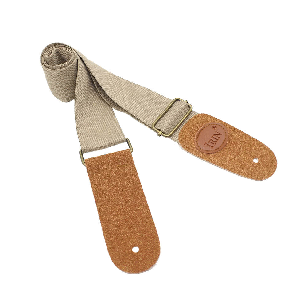 IRIN Comfortable Woven Cotton Guitar Strap with Leather Ends - Adjustable & Durable for Electric, Acoustic, and Folk Guitars