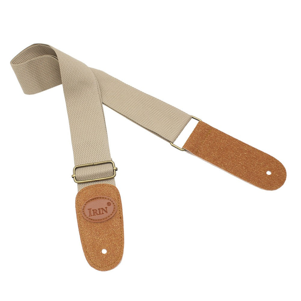IRIN Comfortable Woven Cotton Guitar Strap with Leather Ends - Adjustable & Durable for Electric, Acoustic, and Folk Guitars