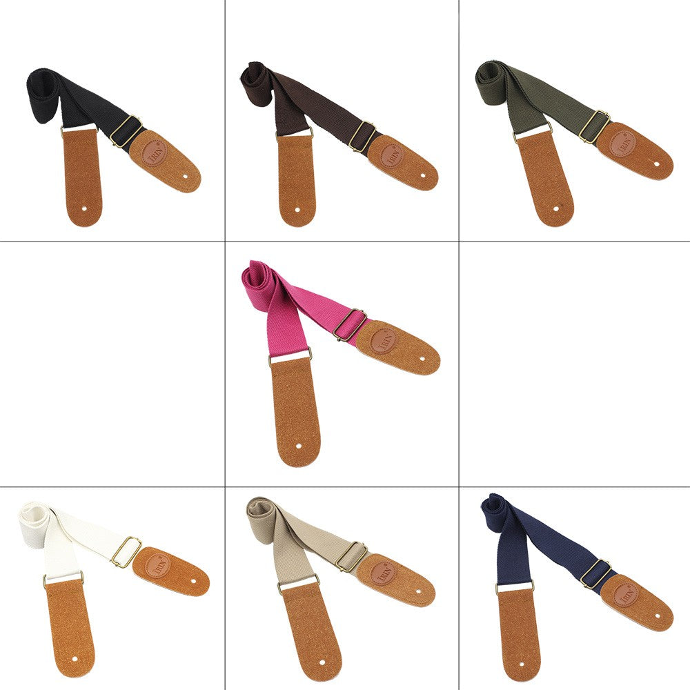 IRIN Comfortable Woven Cotton Guitar Strap with Leather Ends - Adjustable & Durable for Electric, Acoustic, and Folk Guitars