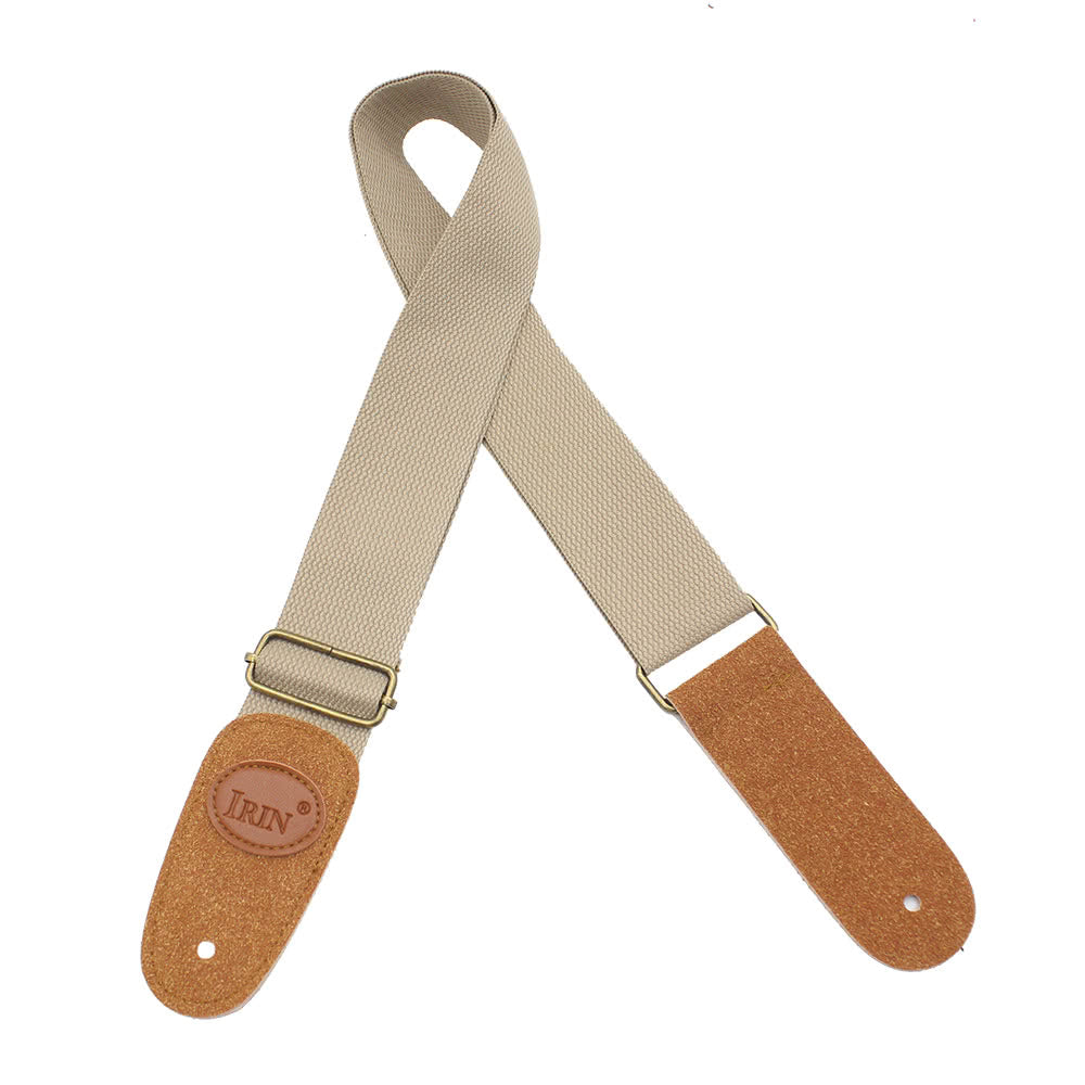 IRIN Comfortable Woven Cotton Guitar Strap with Leather Ends - Adjustable & Durable for Electric, Acoustic, and Folk Guitars