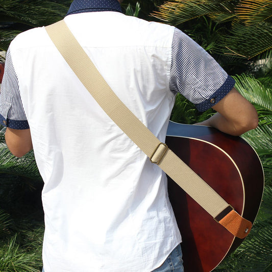 IRIN Comfortable Woven Cotton Guitar Strap with Leather Ends - Adjustable & Durable for Electric, Acoustic, and Folk Guitars
