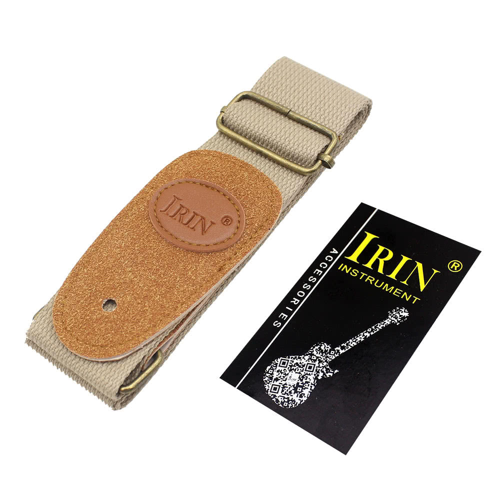 IRIN Comfortable Woven Cotton Guitar Strap with Leather Ends - Adjustable & Durable for Electric, Acoustic, and Folk Guitars
