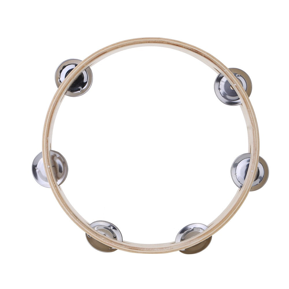 8 Kids Wooden Tambourine with Metal Jingles - Educational Musical Percussion Toy for Dancing & Games