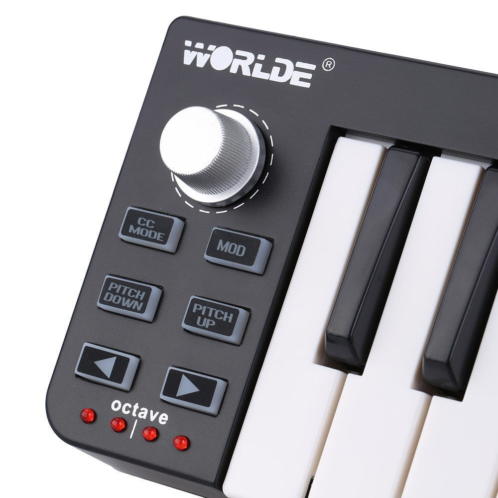 WORLDE Easykey 25 Portable 25-Key USB MIDI Keyboard Controller