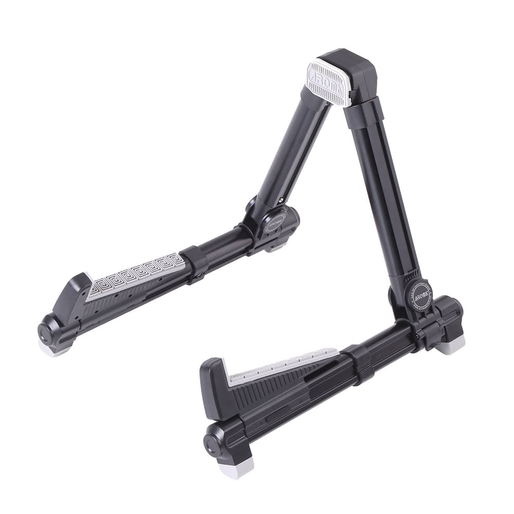 Universal Folding Guitar Stand A-Frame for String Instruments: Aluminum Alloy, Adjustable for Banjo, Acoustic, Electric, Classical Guitar, Ukulele, Bass, Mandolin - AROMA AGS-08