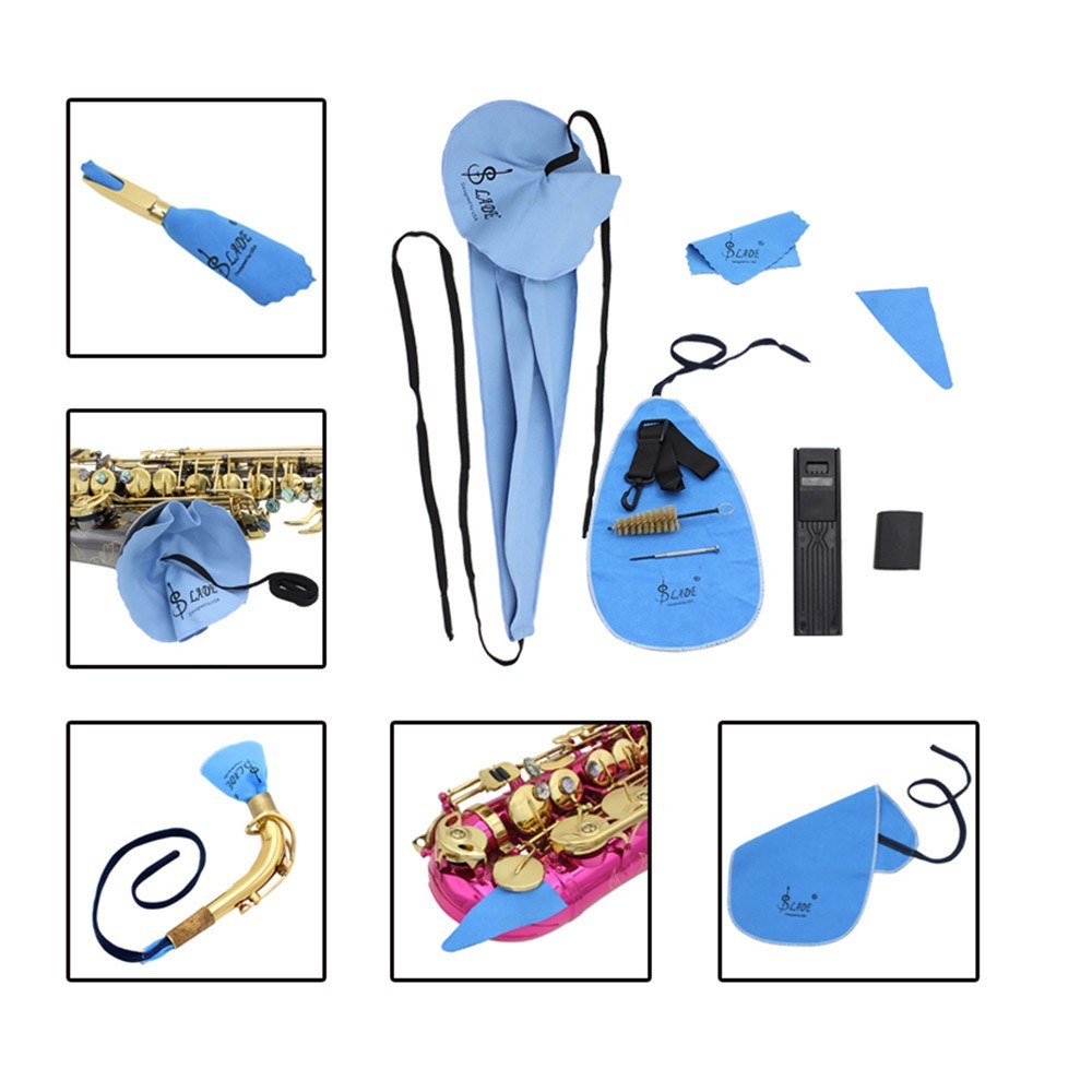 LADE 10-in-1 Saxophone Care Kit: Cork Grease, Thumb Rest, Reed Case, Mouthpiece Brush, Screwdriver, Cleaning Cloth