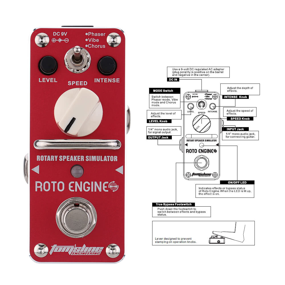 AROMA ARE-3 Rotary Speaker Simulator Electric Guitar Pedal with True Bypass
