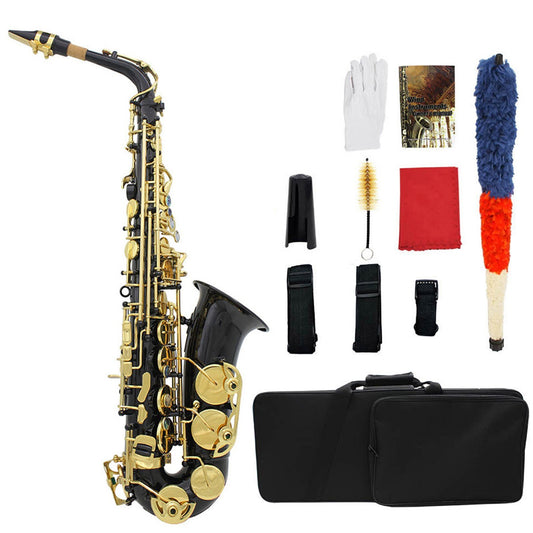 Engraved Brass Eb Alto Saxophone with Case, Gloves, Cleaning Cloth, Belt & Brush