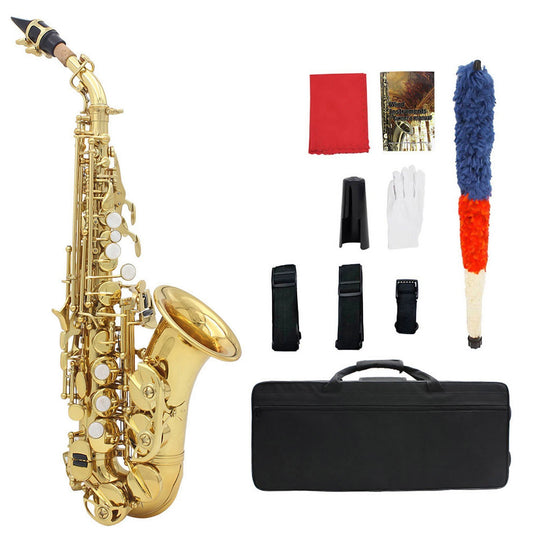 LADE Brass Bb Soprano Saxophone with Golden Carve Pattern