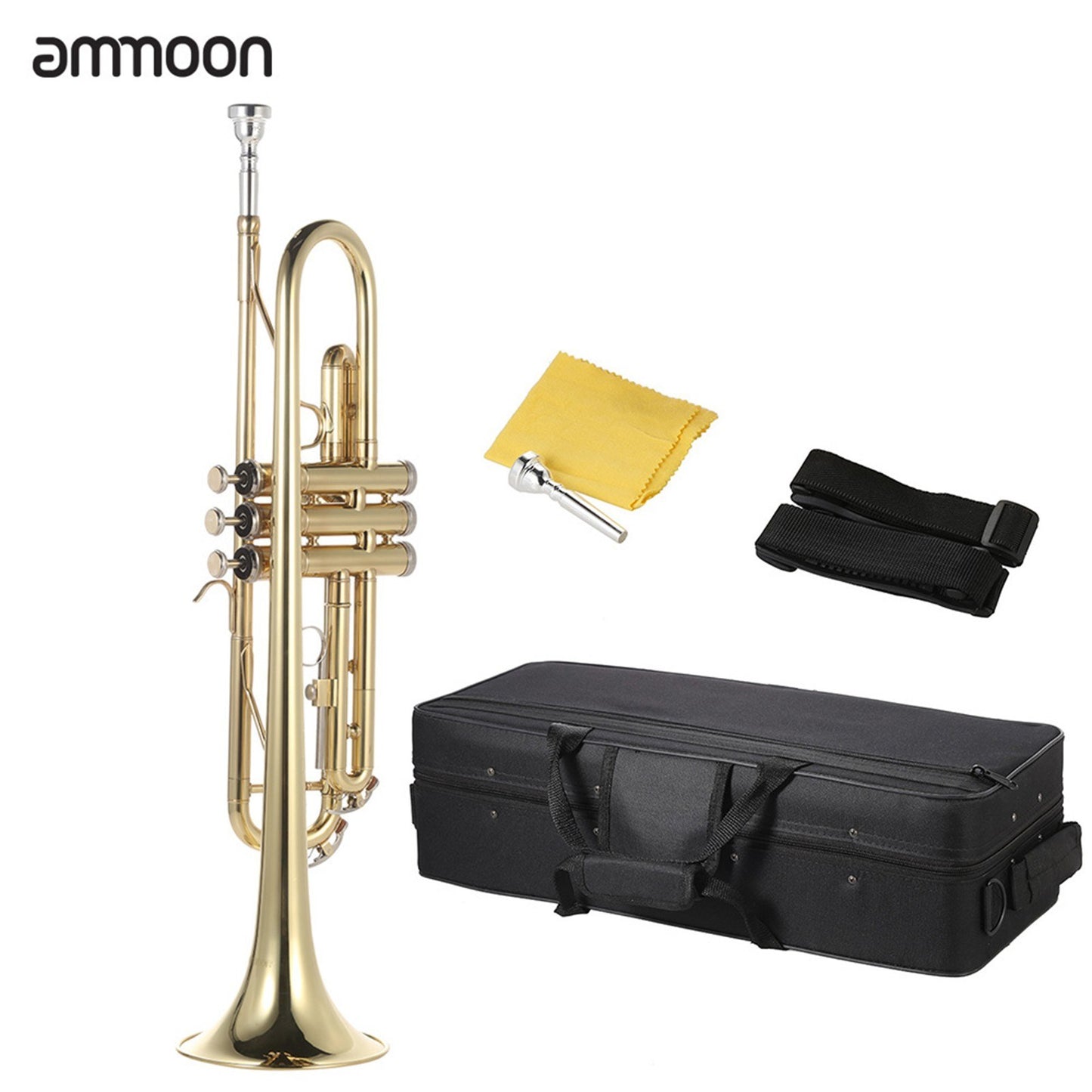 Bb Flat Gold Brass Trumpet - Exquisite Design with Full Accessory Kit