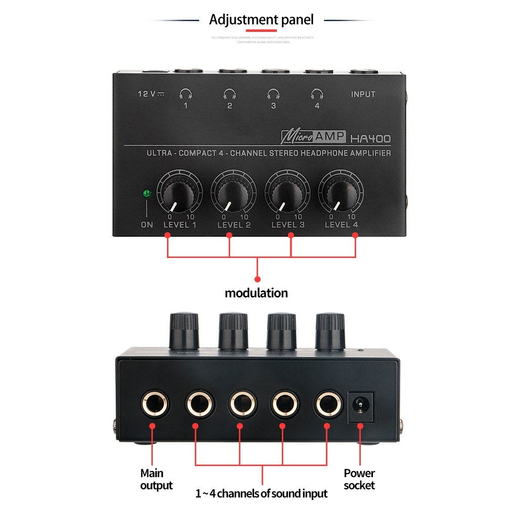 HA400 Ultra-Compact 4-Channel Stereo Headphone Amplifier