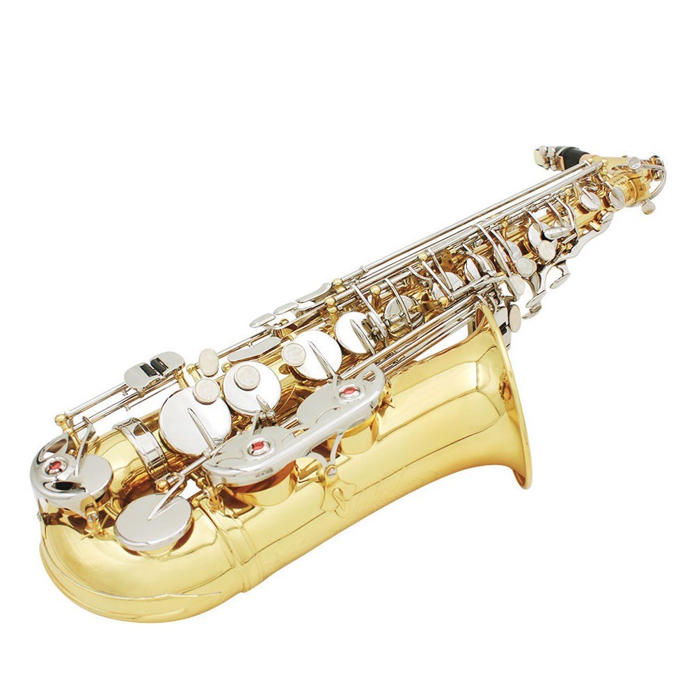 Glossy Brass Eb E-Flat Alto Saxophone with White Shell Button