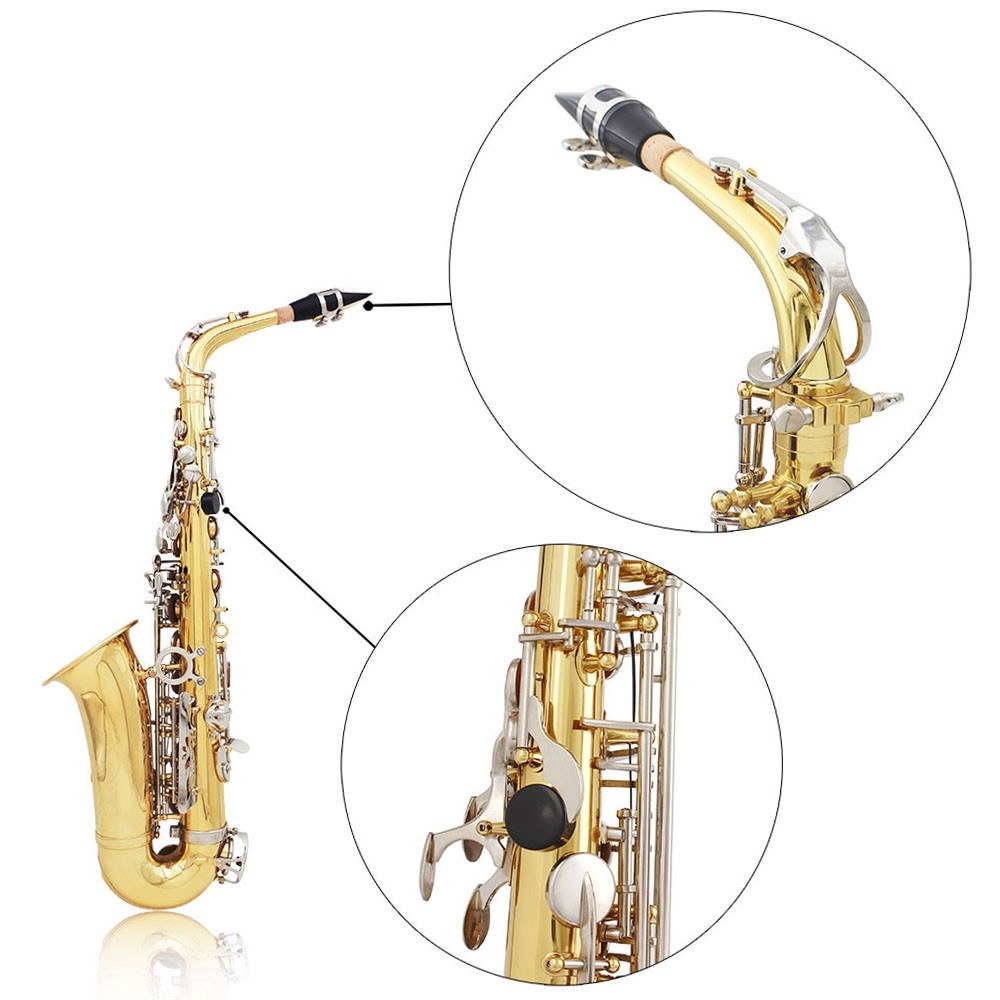 Glossy Brass Eb E-Flat Alto Saxophone with White Shell Button