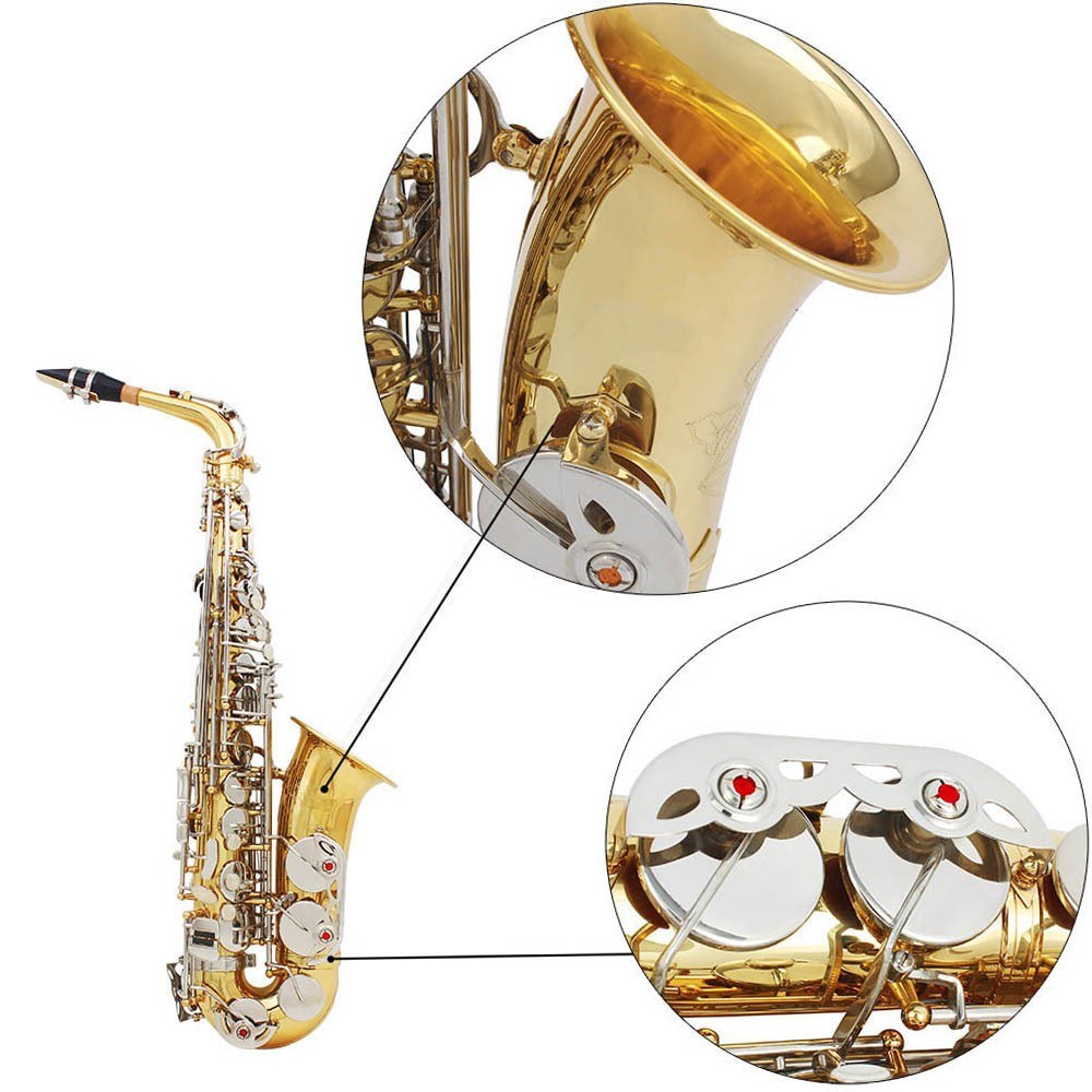 Glossy Brass Eb E-Flat Alto Saxophone with White Shell Button