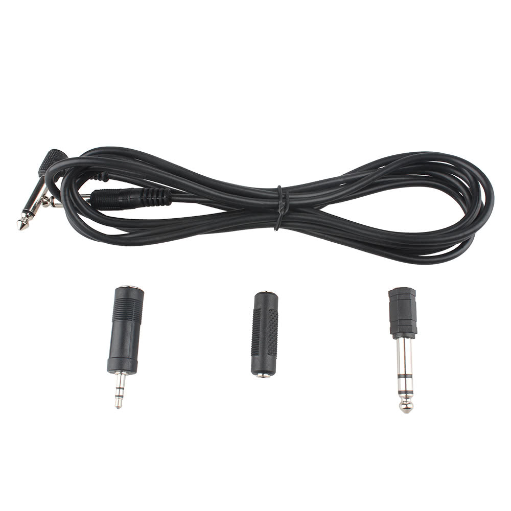 Guitar Audio Cable 10ft 1/4-Inch Straight to Right Angle Plug Black with 3 Adapters