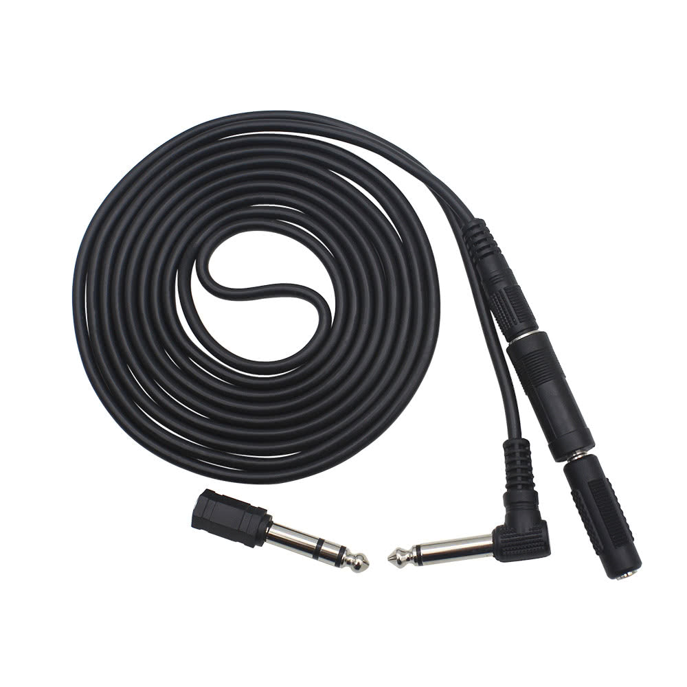 Guitar Audio Cable 10ft 1/4-Inch Straight to Right Angle Plug Black with 3 Adapters